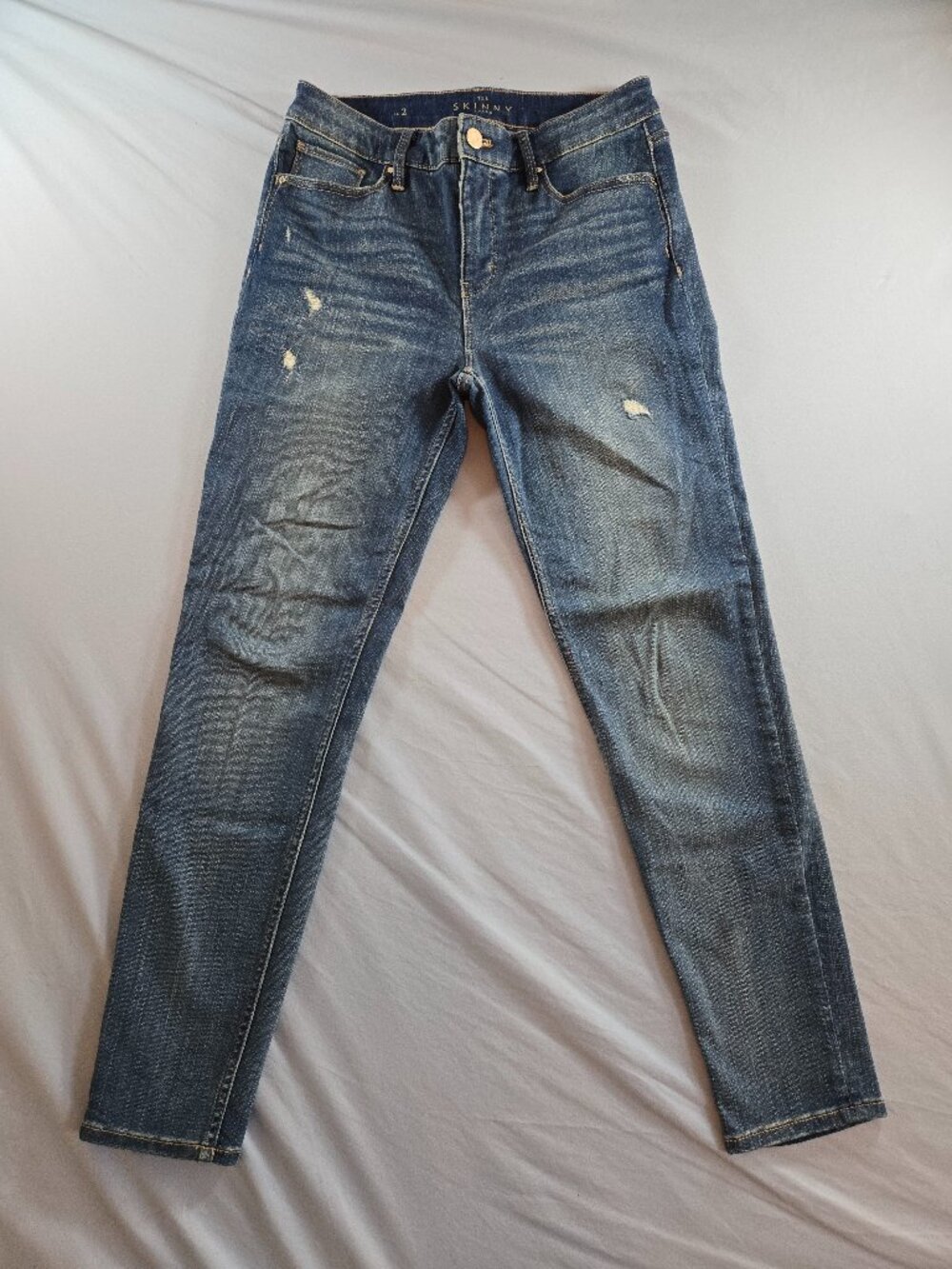 White House Black Market Women's Size 2 The Skinny Ankle Distressed Blue Jeans